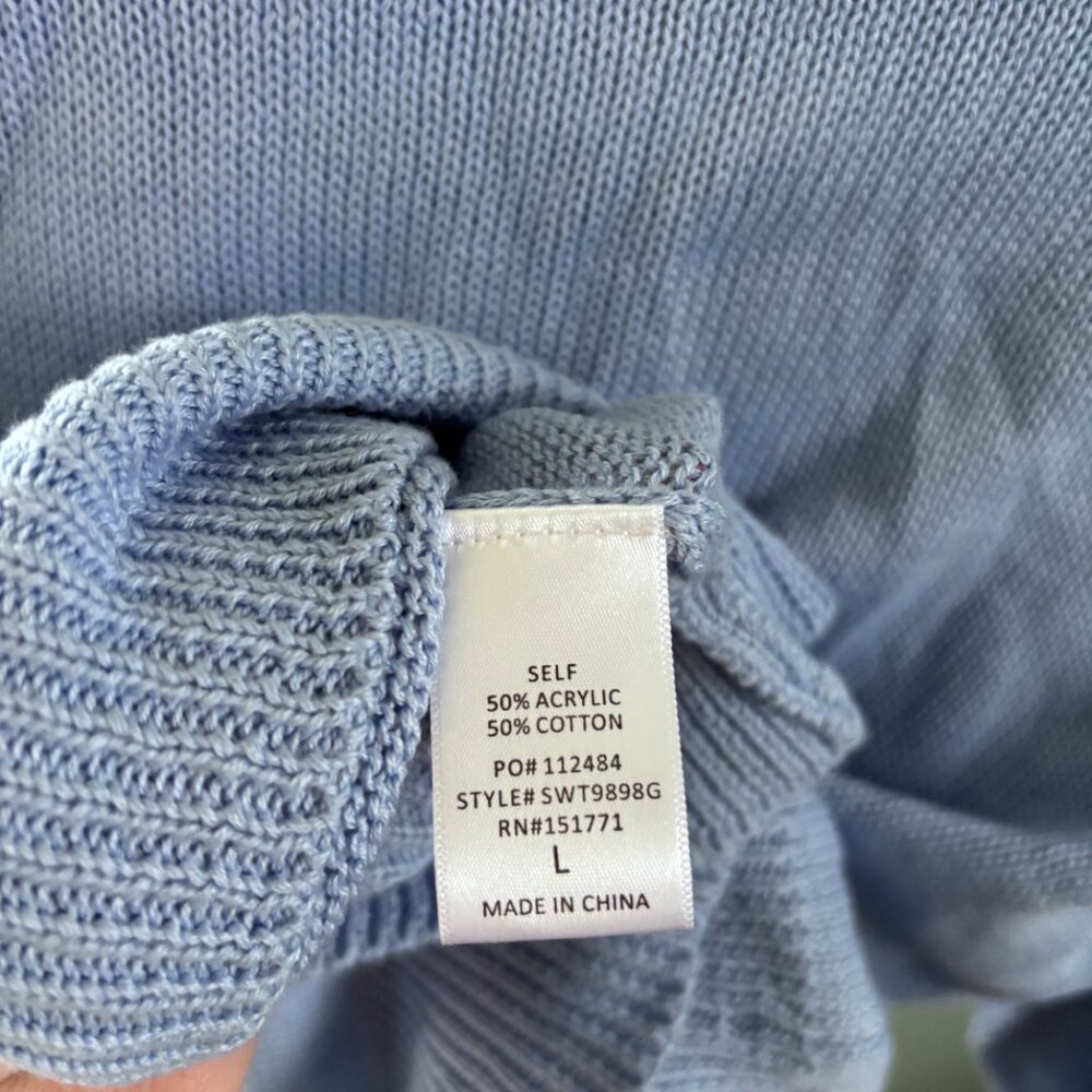 NWT Gilli American Flag Knit Sweater Baby Blue Long Sleeve Patriotic Large FLAW - Picture 7 of 10